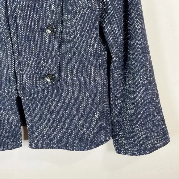 Banana Republic Cotton Tweed Heatherd Blue Military Jacket - Picture 9 of 16